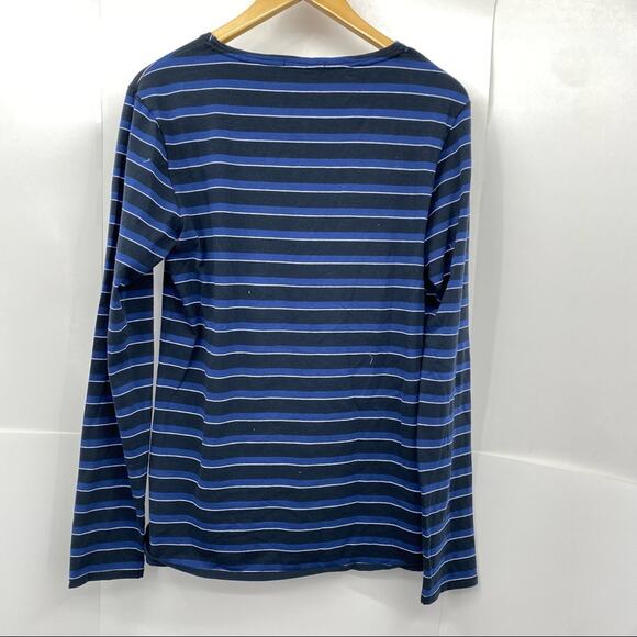Scotch & Soda Women's Blue Black Striped Long Sleeve Top M - Picture 2 of 7